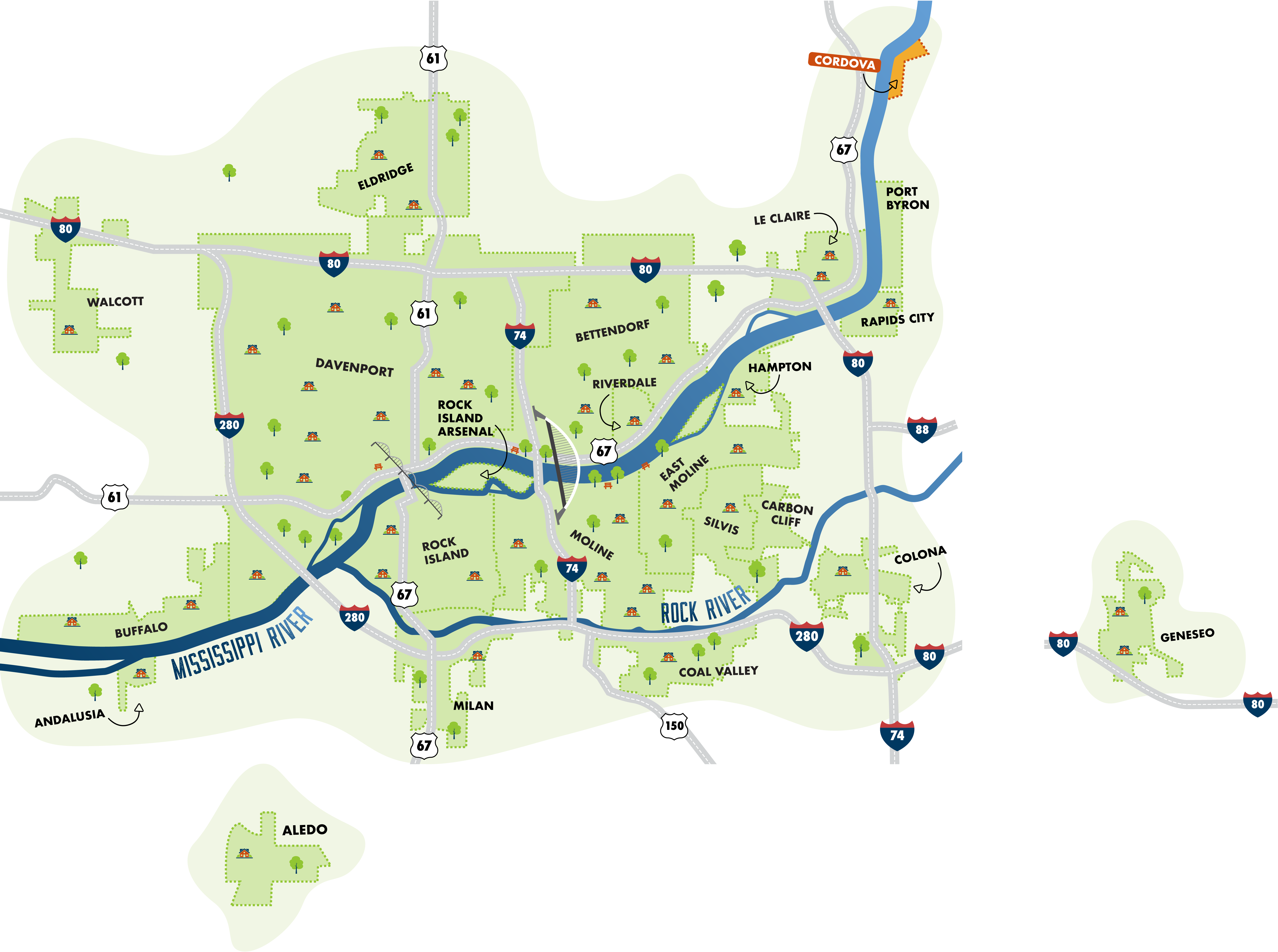 Map of the Quad Cities
