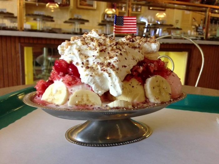huge ice cream sundae to share
