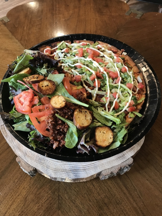 half a BLT pizza with a tossed salad instead of the other half of pizza
