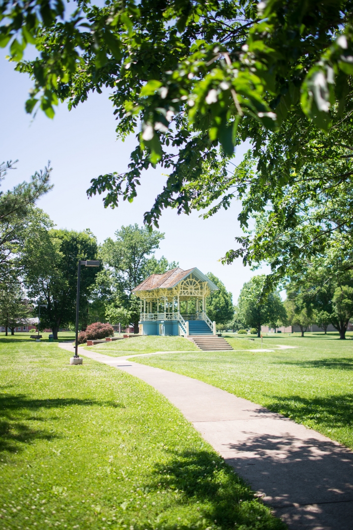 grassy park with gazebo in the middle