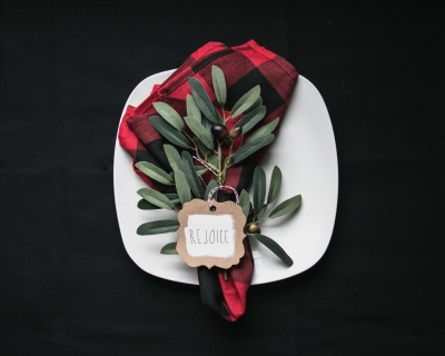 holiday dinner plate set for chrstmas