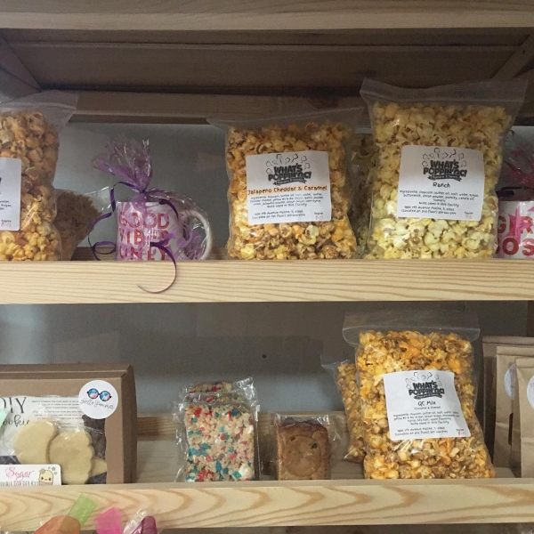 store shelf with large bage of flavored popcorn