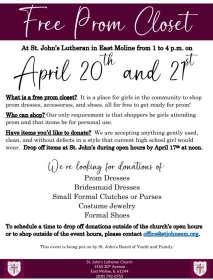 Image for Free Prom Closet at St Johns Lutheran in East Moline