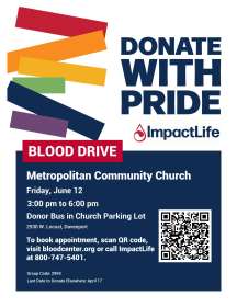 Image for Donate with Pride Blood Drive at Metropolitan Community Church