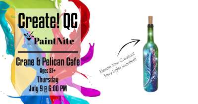 Image for Paint Nite at Crane and Pelican Cafe Light as a Feather Wine Bottle with Lights